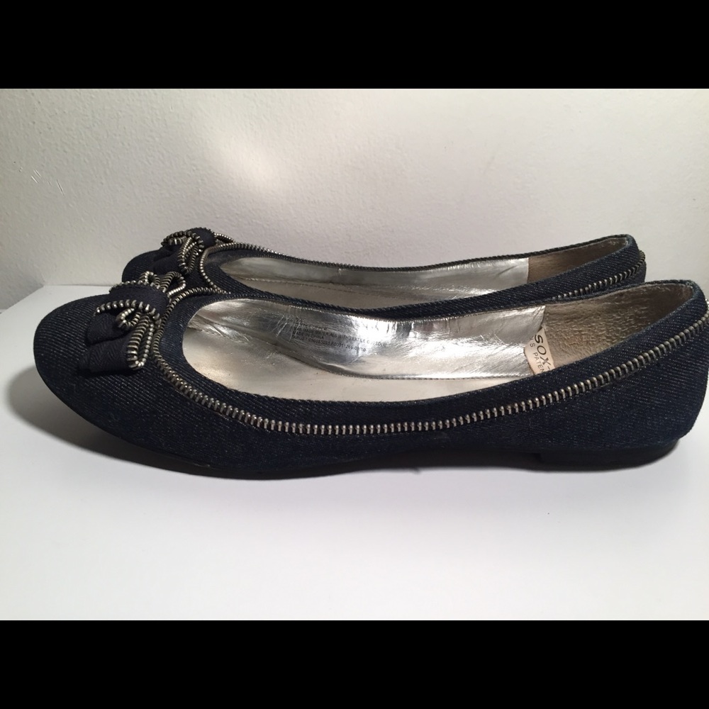 Denim Zipper Flats